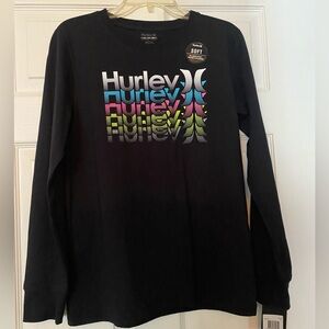 Hurley Boys Long Sleeve Black Tee. Size XL. NWT.